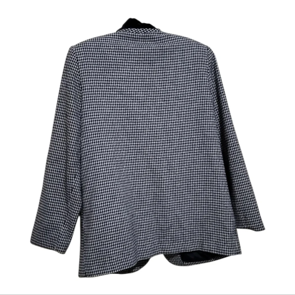 Sag Harbor Women Black and White Houndstooth Blazer Jacket Size 10